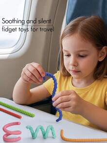 Adult Children Feel Fidgeting Toys, Elastic Fidgeting Stress Anxiety, Calm Down Travel Airplane Toys,Can Be Deformed At Will Silicone Decompression Stick,Fillers For Adolescents And Children,Reward Gift,Christmas Gift(The Average Size Is 1pc) - Multicolor - View 6