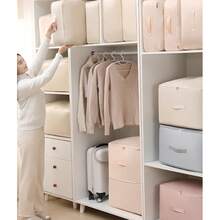 1 Thickened Twill Down Jacket & Quilt Storage Bag, Large-Capacity Compression Storage Bag, Clothing & Quilt Organizer Bag, Home Storage & Moving Bag. It Symbolizes The Space Saving Of Seasonal Storage, The Dust-Proof And Moisture-Proof Protection Of Clothing And Quilts, And The Convenience And Orderliness Of Moving Storage.