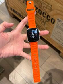 New Stylish Orange Sports Silicone Watch Strap Compatible With Apple Watch Band 46mm 38mm 40mm 41mm 42mm 44mm 45mm 49mm Stylish Man Women Fluorescent Color Wristband Bracelet Compatible With IWatch Series 10 9 8 7 6 SE Ultra 2 Fashion Wear Accessories Festival Gifts 