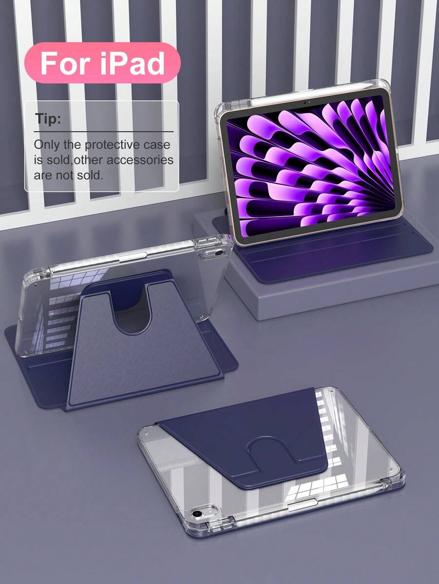 Ốp bảo vệ trong suốt bằng acrylic, tương thích với chức năng ngủ/thức của iPad, tương thích với iPad và máy tính bảng, ốp bảo vệ xoay 360 độ, tương thích với iPad Mini 4/5/6 (9.7 inch) và iPad (10.2 inch), iPad Air 4/5/6 (10.9 inch), phù hợp với iPad thế hệ thứ 10, khung chất liệu TPU mềm, tương thích với iPad thế hệ thứ 10, iPad Pro (11 inch), iPad Air (11 inch, M2), iPad Air (13 inch) và iPad Pro (11 inch, M4) - Màu xanh hải quân - Màu xanh hải quân - Xem 1