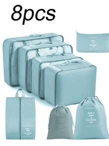 1 set da 8 borse per organizzare i bagagli da viaggio, borse organizer multifunzionali per vestiti, cubi per l'imballaggio dei bagagli, set pieghevole per ordinare i vestiti, borsa multifunzione portatile, adatta per biancheria intima, scarpe, coperte, elettronica, cosmetici, articoli da viaggio, forniture per il ritorno a scuola, necessità per il dormitorio, in materiale in poliestere resistente all'usura e impermeabile, con grande capacità