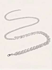 Rhinestone Leaf Shaped Waist Chain, Luxury Bling Bling Rhinestone Decorated Waist Chain, Elegant & Sexy Style, Suitable For Dresses, Skirts, Jeans, Casual Wear, Parties, Weddings, Festivals, A Versatile Accessory Gift For Friends, Family, Girlfriend, Mother, Birthday, Valentine's Day