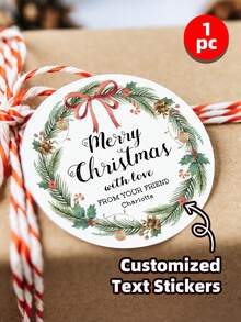 1/30/118pcs Customized Christmas Stickers Gift Labels, Customized Christmas Wreath Stickers, Customized Text Round Stickers Gift Labels - Gift Bag Stickers, Dessert And Baked Goods Packaging Box Personalized Self-Adhesive Labels, Christmas Stickers, Holiday Calendar - White - View 19