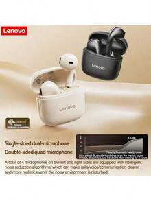 Lenovo Auriculares inalámbricos para juegos EA166: audio de alta resolución, transmisión Bluetooth 5.4 estable, ajuste cómodo en la oreja, optimizados para juegos móviles, color blanco Sakura - Negro - Ver 3