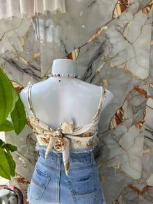 Belala Moda New Vest With Adjustable String And Print - Gold - View 2