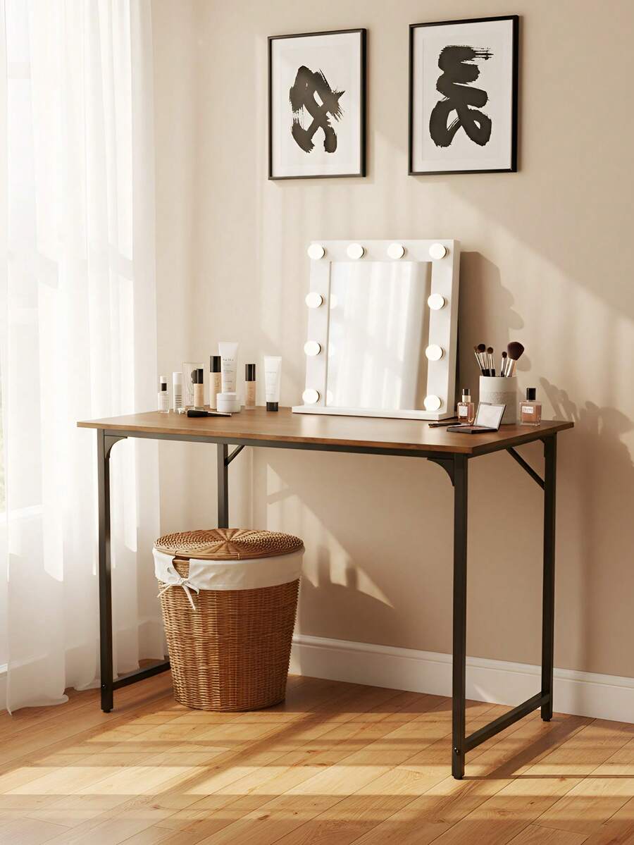 Modern Style Makeup Desk ,Nail Desk, Office Desk With Sleek Metal Frame Writing Desk Classic Modern Design For Home & Small Spaces - VINTAGE - View 1