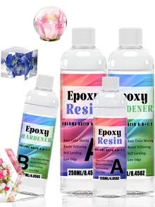 8.1/16.9oz Epoxy Resin Kit - Crystal ClearEpoxy Resin Kit & Hardener For DIY Art, Mold Casting, Wood, Jewelry Making, Coasters, TableTop, Countertop Coating - Heat & UV Resistant - Epoxy Resin - View 1