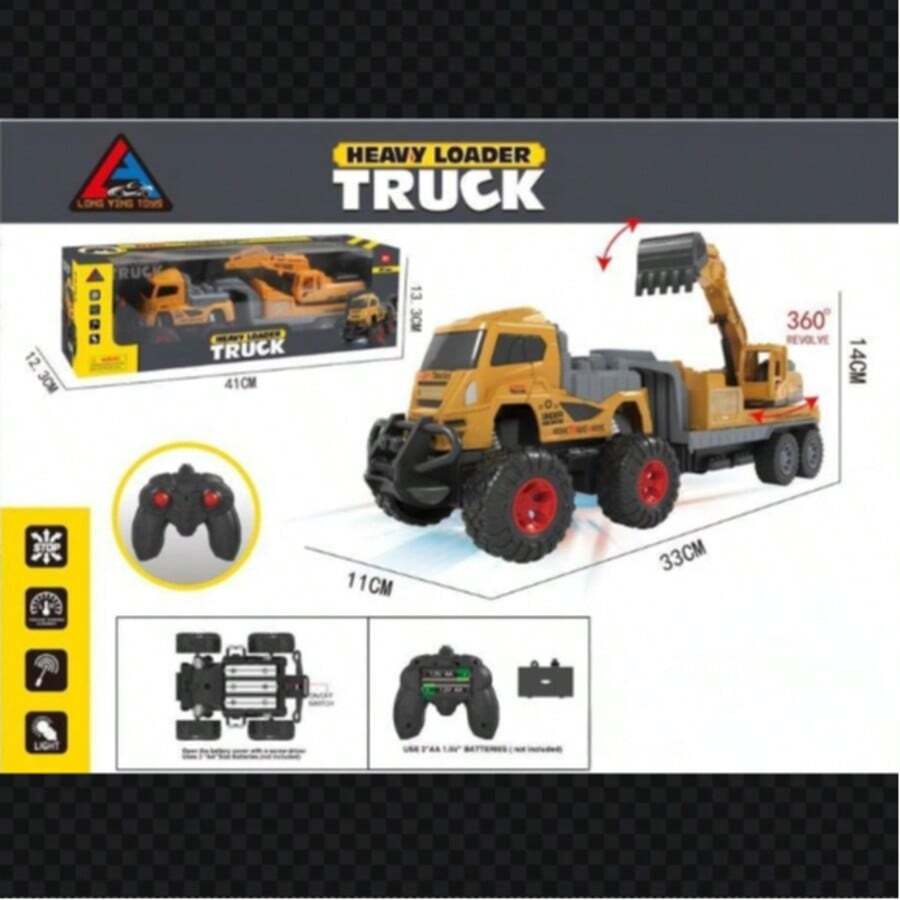 Remolque de excavadora de ingeniería todoterreno con control remoto de cuatro vías - Amarillo - Ver 1