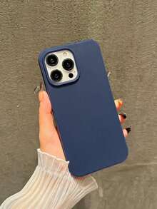 Minimalist Solid Color Large Hole Candy Phone Case, Matte Creative Shock-Resistant Phone Cover Compatible With Apple 11 12 13 14 15 16 Plus 13 Pro Max XR 16 14 Plus 14 Pro Max 13 Pro Mini, With Lanyard Waterproof Anti-Fall Scratch Resistant - Xanh đậm - Xem 4