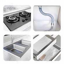 1 Roll Of Self-Adhesive Silver Orange Peel Stainless Steel Wallpaper PVC Waterproof Oil Resistant Easy To Clean Wall Sticker Kitchen Countertop Splash Proof Board Covering Film Removable And Easy To Install Wallpaper15.7inX39.3/118.1/196.8in