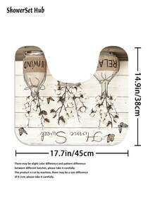 Set de perdele de duș retro cu fluture și sticlă, 1/3/4 buc, accesorii impermeabile și rezistente la uzură, cu 12 cârlige - include husă pentru scaun de toaletă, covorașe de baie și covoare - țesătură din poliester antiderapantă - lavabilă - perfectă pentru decor de sărbători, decor pentru casă/dormitor/casă/vest, decor de Crăciun