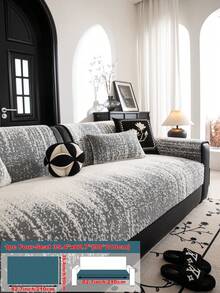 1pc Simple & Fashionable Sofa Cushion Cover, Thick Plush Skin-Friendly Sofa Slipcover For Autumn/Winter, Elegant European-Style Luxury Sofa Seat Pad, Anti-Slip Anti-Dust Anti-Cat Scratch Sofa Protector, Suitable For Living Room, Bedroom, Study, Office, Club, Party, 1-4 Seater Sofa, L-Shaped Sofa