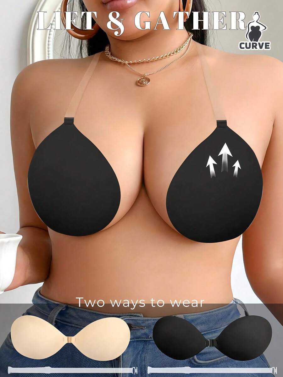 1件装（带肩带）隐形硅胶胸垫，提升胸型，隐形文胸/无背文胸胸垫 - 彩色 - 查看 1