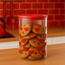 Potes Para Mantimento Com Tampa Hermético Plástico Estampa de Coração 600ml/1000ml/1400ml