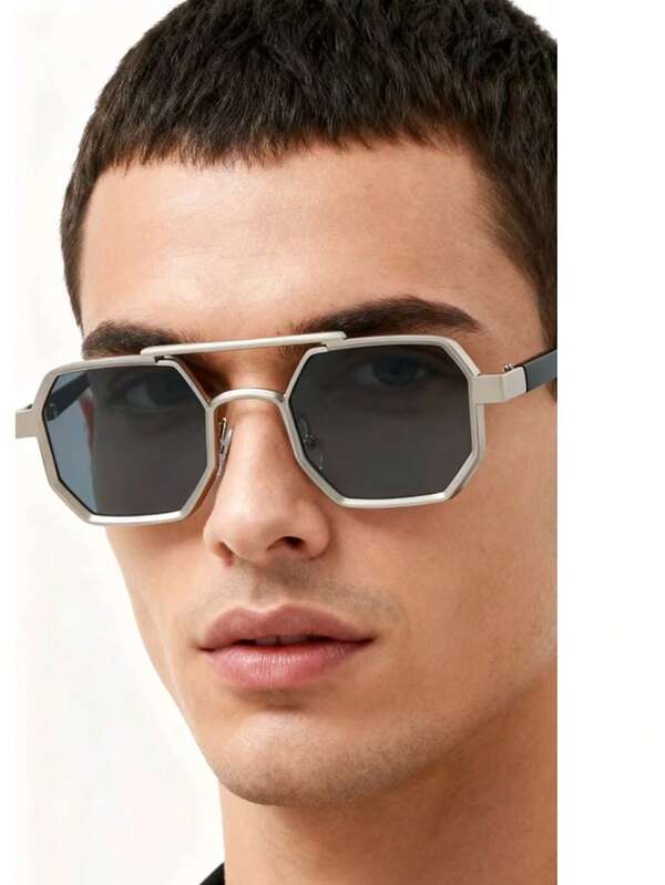 Ochelari de soare cu două punți metalice noi pentru bărbați și femei, pentru exterior, cu ramă mică, pentru vacanță la plajă de vară, în aer liber, pentru călătorii