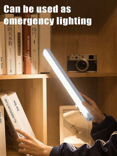 1pc 10cm/3.94in, 20cm/7.87in, 30cm/11.81in, 50cm/19.69in LED Rechargeable Eye Care Bureau Lamp, Wireless Motion Sensor Cabinet Light, Reading Under Magnetic Strip Bookshelf Bedroom/Storage Room Night Portable held USB Lamp view 2