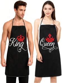 1 件厨房烹饪围裙，80 * 60 厘米/31.5 * 23.6 英寸涤纶围裙，女士围裙，简约风格围裙，字母短语印花围裙，加厚可爱防水腰围，时尚家务厨房家用工作服，厨房用品。厨房餐厅。厨房小工具。厨师围裙