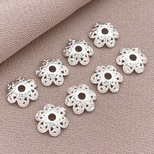 10/20pcs 18K Gold Plated Silver Filigree End Caps Flower Bead Caps Bead End Caps Metal Spacer Beads Caps For Necklace Bracelet Earrings Jewelry Making Supplies