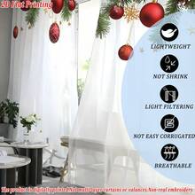 Christmas Flat Print Decorative Sheer Curtain, High Definition, Fade-Resistant, Quality Voile, Anti-Snagging, Wrinkle-Resistant, Soft & Smooth, Washable, Natural Drape, Semi-Transparent, Suitable For Living Room, Bedroom, Kitchen, Christmas Home Party Decor