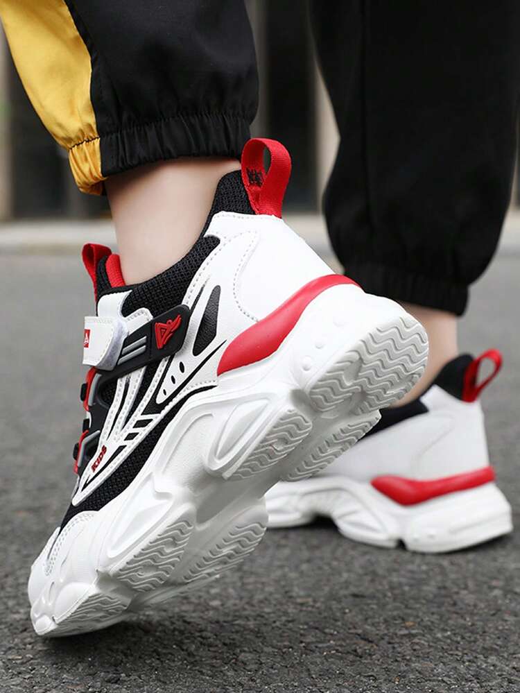 1 双儿童秋季低帮运动鞋，时尚配色，柔软舒适，加厚内衬，减震耐磨鞋底，可调节钩环，易于穿脱，适合大孩子厚底运动鞋 - 彩色 - 查看 5