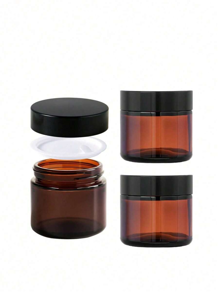 1/5/10 buc borcane cosmetice din sticlă chihlimbar cu capace, recipiente reîncărcabile de dimensiuni de călătorie pentru creme și loțiuni, sticle portabile rezistente la lumină pentru depozitarea cremei de ochi/cremei de față, recipient gol etanș, borcan cosmetic reîncărcabil, borcan rotund sigilat, potrivit pentru depozitarea cremei de față, loțiunii, pudrei de talc, loțiunii de corp, fondului de ten