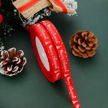 1 Roll Christmas Ribbon, Printed Design Satin Ribbon For Gift Wrapping And Crafts, Holiday Hanging Decor Cord, Suitable For Party, Merry Christmas Ribbon, Christmas Tree Decor, Vintage Christmas Decor, Christmas Tree Bow, Party Decor, Holiday Hanging Decor, Holiday Pattern, Decorative Silk, Smooth Texture, Ribbon, Decorative Cord, Holiday Shoppers, Gift Wrappers