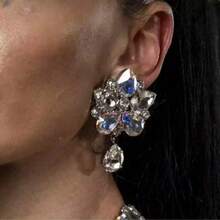 3PCS New Exaggerated Multi-Layer Necklace And Earring Set High-End Accessories For Banquet Evening Dresses Luxurious Elegant Women's Jewelry Set - 10-2085 銀色02套裝 - 查看 3