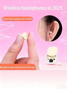 2025 Ultra - Mini Wireless Earbuds: Invisible Sports, Sleep, Work & Class Earphones With Deep Bass - White & Beige, Ideal For Daily Use, Perfect Gift For Students & Fitness Lovers