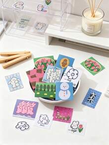 1 SET/60 PIEZAS Pegatinas de arte abstracto estilo coreano INS Pegatinas impermeables y estéticas para decoración, scrapbooking, manualidades, botellas de agua, cuadernos. Ideal para cuadernos y diseño DIY - Multicolor - Ver 2