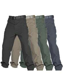 Men's Spring Autumn City Cargo Elastic Pants Trekking Hiking Camping Climbing Running Sports Cycling Work Outdoor Trousers - IX6-黑色 - 查看 1