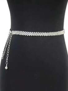 Rhinestone Leaf Shaped Waist Chain, Luxury Bling Bling Rhinestone Decorated Waist Chain, Elegant & Sexy Style, Suitable For Dresses, Skirts, Jeans, Casual Wear, Parties, Weddings, Festivals, A Versatile Accessory Gift For Friends, Family, Girlfriend, Mother, Birthday, Valentine's Day