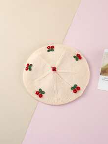 1pc Baby New Autumn/Winter Beret Hat, 1-4 Years Old, Fashionable Christmas Style Baby Boy/Girl Floral Decor Hat