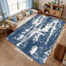Modern Abstract Blue Area Rug - Machine Washable, Non-Slip Backing, Soft Polyester Material, Rectangular, Suitable For Living Room, Bedroom, Dining Room Decor - Multicolor - View 9
