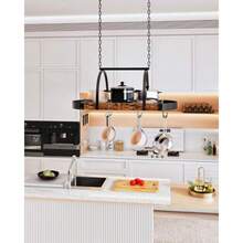 Hanging Pot Rack Pot Hanger For Kitchen Ceiling Mounted Pot Holder Cookware Organizer With 12 SShaped Hooks For Pot Pan Storage SpaceSaving Rustic Brown And Black TPR08BFC1 - RusticBrownandBlack - View 3