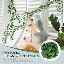 Decoración de Plantas Artificiales, Colgando Vegetación Vides Artificiales,Artificial Hiedra Guirnalda Plantas,Decoración de Casa de Pared Interior y Exterior,para Bodas,Jardines - 1 - Ver 3