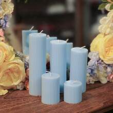 1 Peça Vela Perfumada Cilíndrica de Estilo Vintage Francês de Luxo - Fragrância Sem Fumaça, Vela Perfumada Cilíndrica de 5 cm de Diâmetro, Vela de Cera de Soja Premium Sem Fumaça, Adequada para Decoração Doméstica, Casamento, Decoração de Casamento - Multicolorido - Visão 3