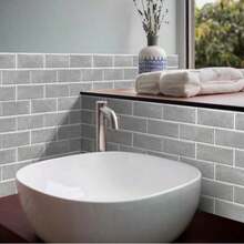 12pcs Classic Black/White/Gray Tile Wall Stickers, Suitable For Living Room And Bedroom Home Decor, Bathroom Wall Decor, Waterproof Self-Adhesive Tile Stickers, Vinyl Wallpaper, Kitchen Oil-Proof Tile Stickers - Multicolor - View 6