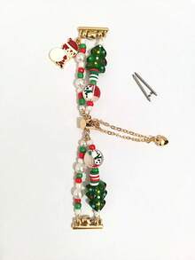 1pc Christmas Element Watch Band, Fits 20mm/22mm Watch Faces For Samsung Galaxy Watch, Garmin, Amazfit Etc., Adjustable Length Christmas Watch Decoration Fashion Accessory (Band Only)