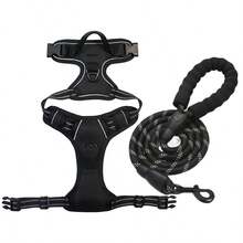 Arnés para perro sin tirones con 1 clip para correa, ajustable y acolchado suave, chaleco para mascotas de Oxford reflectante sin ahogo con asa de control fácil