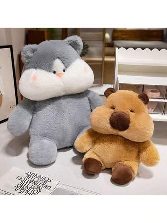 1 件可爱毛绒玩偶、兔子、鸭子、懒熊、哈士奇或水豚填充动物、家居装饰枕头和伴侣