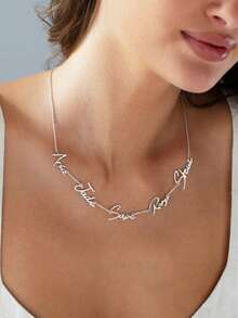 1 pezzo Collana personalizzata in oro/argento/oro rosa con lettere e numeri inglesi personalizzati, regalo per coppie e famiglie per Ognissanti, Natale, moda autunnale, stile vintage, unisex, minimalista, casual, gotico, punk, adatto per lei, fidanzato, fidanzata, papà, mamma, famiglia, amici, animali domestici, figlio, figlia, nonni, anniversario, San Valentino, Festa della Mamma, compleanno, laurea, Festa del Papà, matrimonio