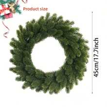 Corona de ramas de pino verde de 45 cm, guirnalda navideña de plástico duradero y realista con agujas y ramas de pino, decoración colgante para interiores y exteriores, puertas, paredes, ventanas, con asa para colgar fácilmente, adorno festivo para Navidad, Acción de Gracias y Año Nuevo