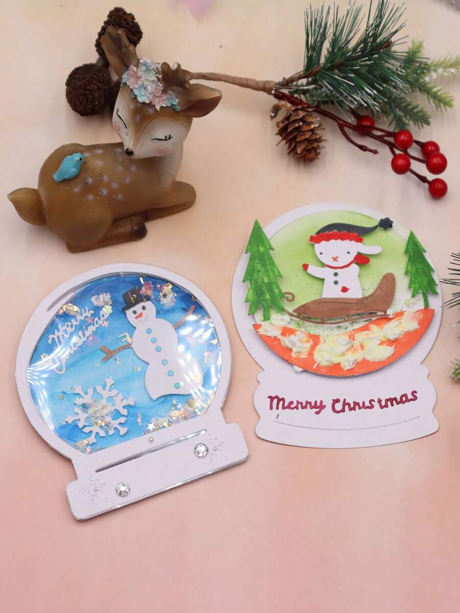 Christmas + 1 Set Of Metal Cutting Knife Mold, Christmas Snowman Cutting Mold, DIY Paper Card Craft, Carbon Steel Mold For Cutting And Pasting Thin Sheets, Greeting Card Craft Decoration, Decorative Embossing, And Home Project Making Tools