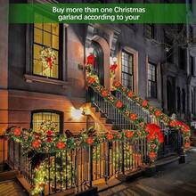 Corona de Navidad, Corona de Navidad Iluminada con 30 Luces LED de 2.7 Metros, Decoraciones de Navidad para Escaleras, Chimenea, Puerta, Árbol de Navidad, Jardín, Regalos - verde - Ver 2
