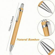 100/50/10 buc Pixuri retractabile din bambus, design cu ax din bambus, la modă, potrivite pentru birou, afaceri, școală și diverse activități, pixuri cadou cu buton, alegere ideală de cadou (cerneală neagră) Înapoi la școală