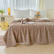 1 件超柔软塔夫绸提花纯色毛毯，现代时尚 3D 纯色羊毛毯，礼品毯，装饰毯，适用于客厅、沙发、卧室，可机洗 - T咖色 - 查看 5