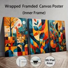 Three Vibrant Geometric Floral Abstract Canvas Art Pieces - Optional Frames, Spray Paint, Horizontal Wall Decorations Suitable For Living Rooms, Bedrooms, And Offices - Colorful Medieval Design, Office Art | Medieval Modern Decor - Multicolor - View 7