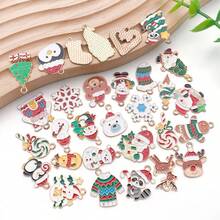 20/30pcs Christmas Charms - Enamel Alloy Santa/Snowman/Reindeer Pendants For DIY Keychains