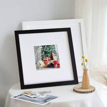 1pc 10"X10" Classic Fashion Square Picture Frame, Black/White Frame, Displays 5"X5" Photo With Mat Or 10"X10" Photo Without Mat, Suitable For Displaying Christmas Cards, Handcrafts, Family Photos, Can Be Displayed On Desk Or Hung On Wall (Photo For Reference Only, No Photo Paper Included)