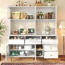 Wine Rack Table - White + MDF - View 6